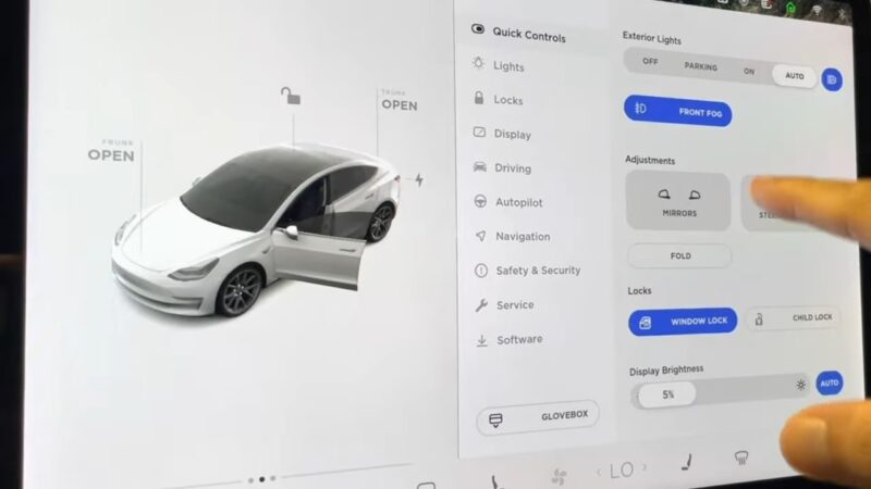 Tesla Carwash Mode settings